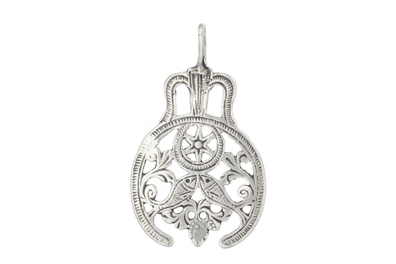 Old Berber tribal SALHAT pendant in hallmarked silver from Tunisia