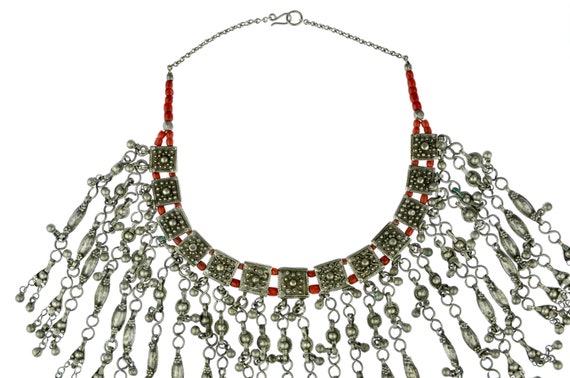 Old mediterranean red coral beads Pectoral neckla… - image 5