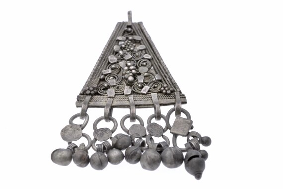 Antique Yemeni silver Amulet pendant. Old Bedouin tribal amulet