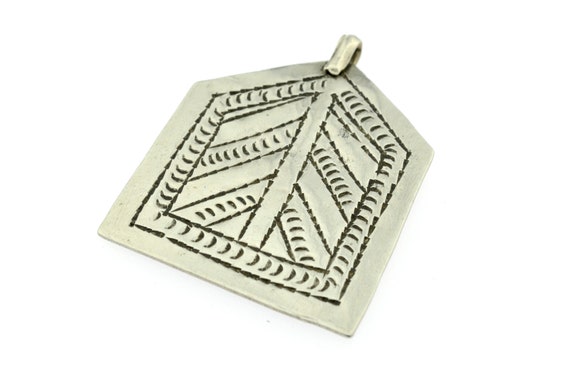 Ancient Egyptian tribal Siwa pendant. Antique ethnic silver pendant from Siwa Oasis