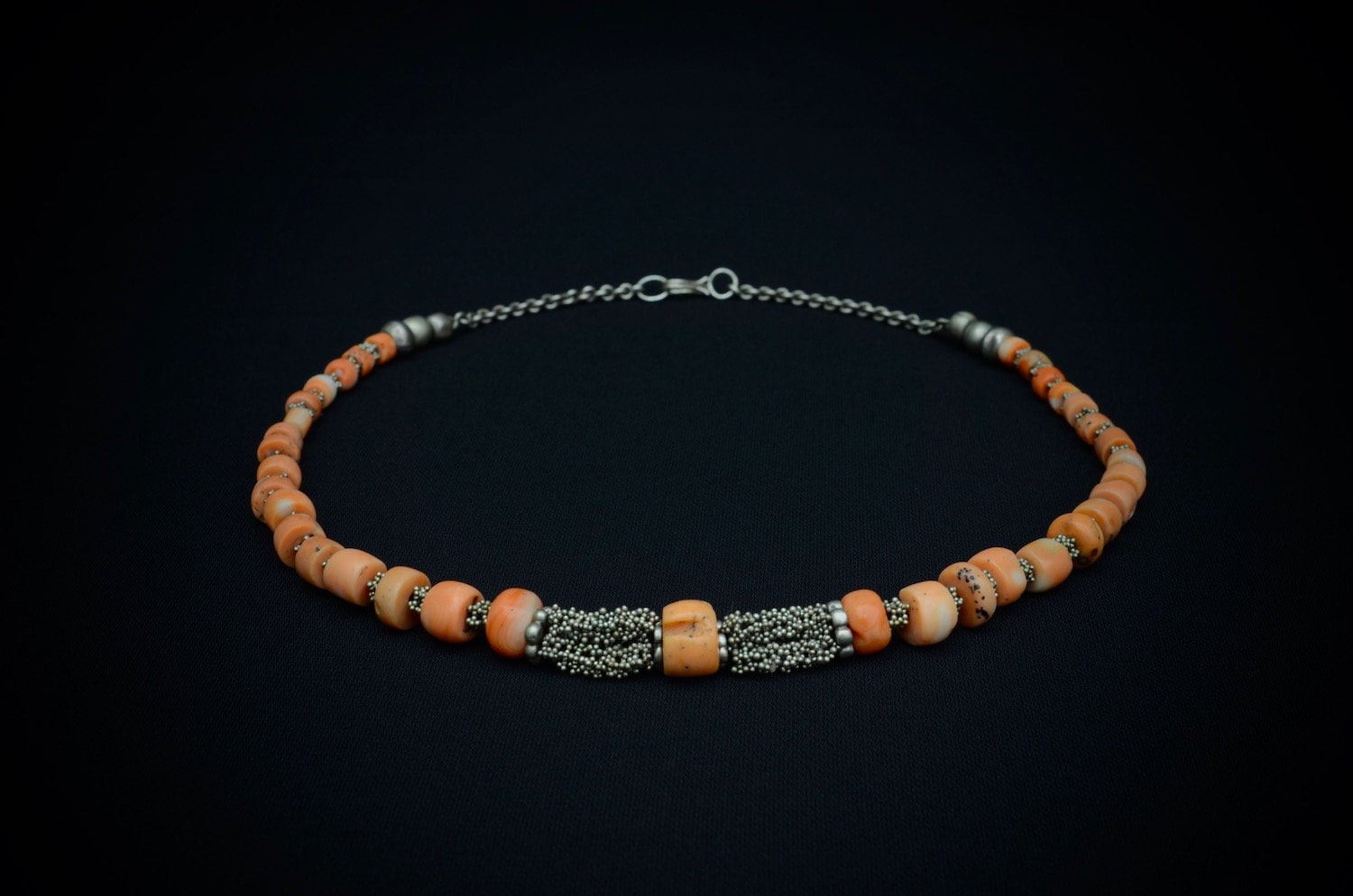 Yemeni Necklace Of Ancient Mediterranean Salmon Colored Coral Bedouin 