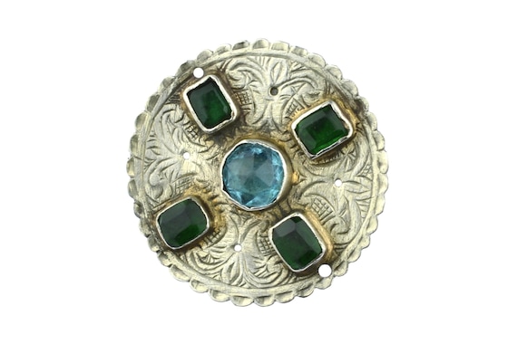 Rare 19th century Berber tribal silver headdress medallion from Ouezzane in Morocco. Old Moroccan medallion with a hallmark of Fes.