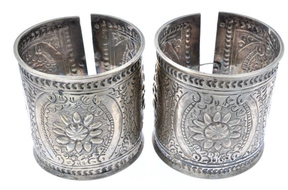 Antique ethnic KHALKHAL Silver Anklets from Eastern Kabylie, Handcrafted Berber Jewelry, Traditional Algerian Chaoui Art from Aurès