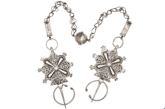 CHTOUKA Berber antique silver fibula Sous Valley Moroccan ethnographic ornament