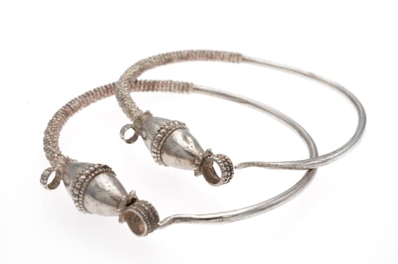 Old Bedouin ethnic Earrings - Oman / Yemen / Saudi Arabia Silver tribal Hoop Earrings