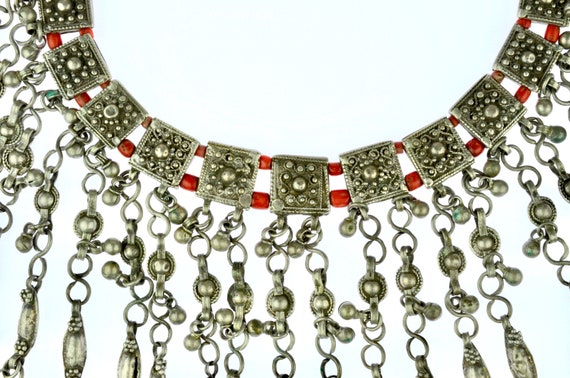 Old mediterranean red coral beads Pectoral neckla… - image 3