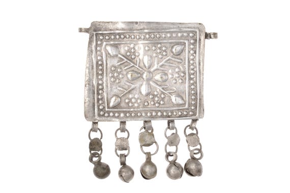 Ritual Zar Pendant Egypt Silver Handcrafted with Bells Ethnic Amulet