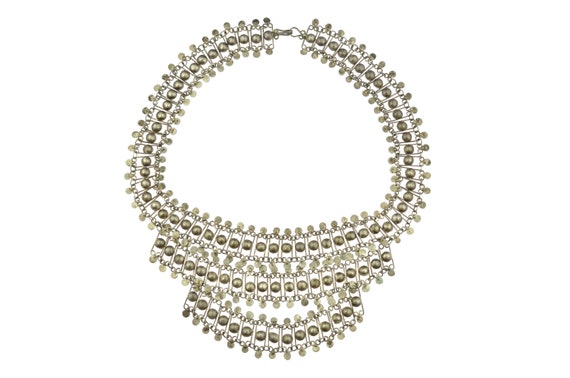 Antique tribal necklace from Uttar Pradesh. Old ethnic high grade silver choker from India