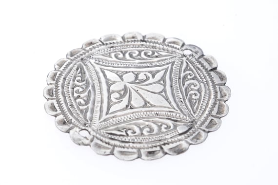 Old silver Berber tribal headdress medallion from Ouezzane in Morocco.
