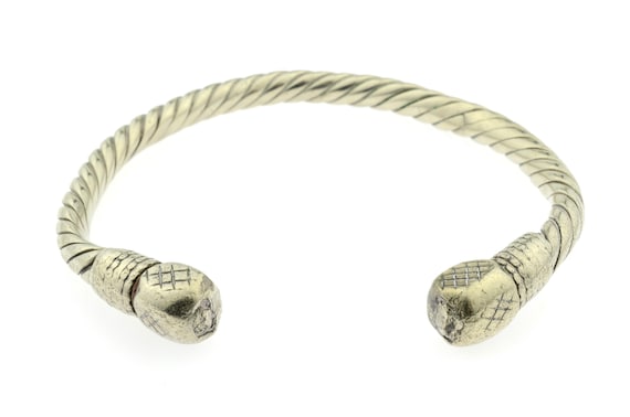Old Berber tribal silver anklet. Antique ethnic anklet Khelkhal from Aures or Tunisia
