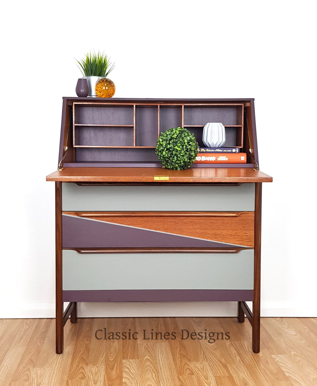 Mid Century Teak Bureau, Writing Desk, Vintage Bureau. - Etsy