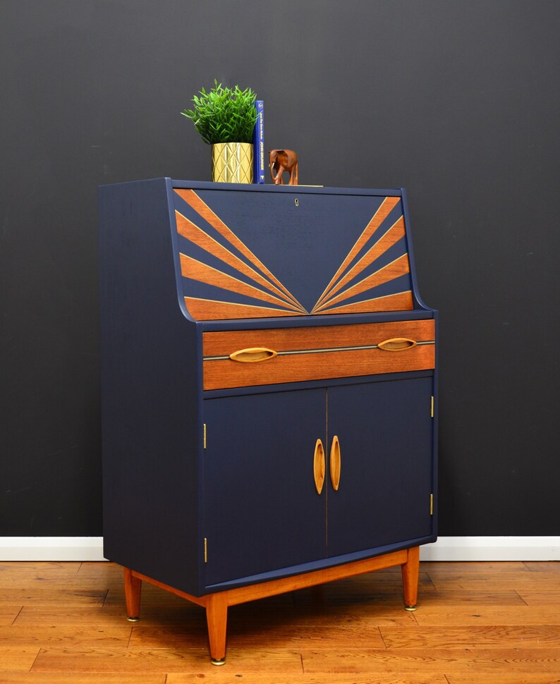 Mid Century Bureau, Jentique Writing Bureau, Retro Style. - Etsy UK