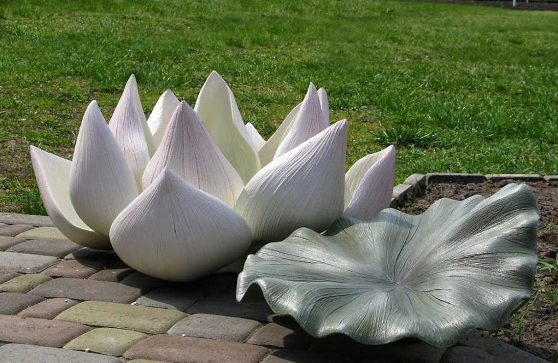 Garden Sculpture Outdoor Sculpture Lotus Garden Art Lotus Etsy