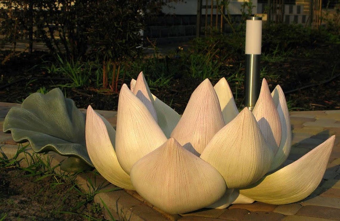 Garden Sculpture Outdoor Sculpture Lotus Garden Art Lotus Etsy