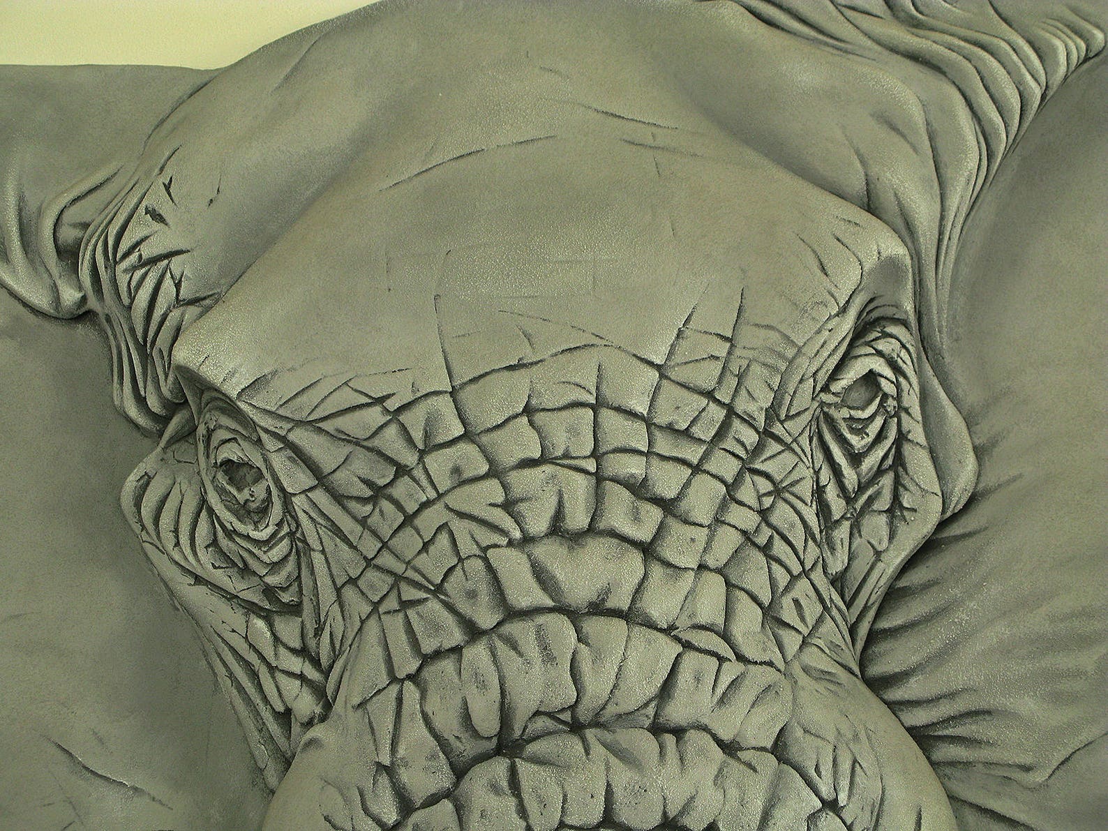 Bas Relief, 3D Wall Art, Elephant Head, Sculptural Painting, Relief