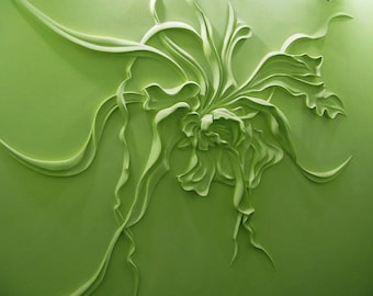 Basrelief Skulptur, Relief Wandkunst, Abstrakte Kunstskulptur, Wandskulptur, Basrelief Blumen, 3D Blumenwandkunst, Gips 3D Wandkunst