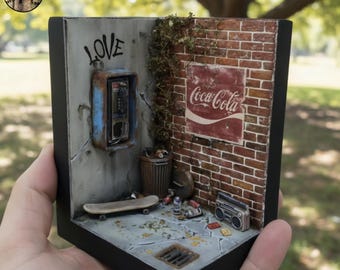 OOAK Handmade Urban Diorama 1:24 Scale | Abandoned Building Miniature | Realistic City Scene | Collectible Display Art