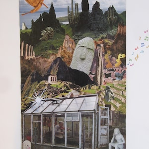 At La Source, poster artistic collage, dreamlike, poetic, framing, wall decoration, gift idea on the theme of music