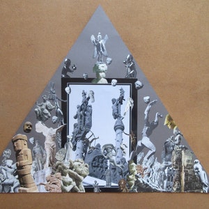 Quo Statues, pôster de colagem artística artesanal, moldura, estilo surrealista, simbólico, decoração de parede, ideia de presente