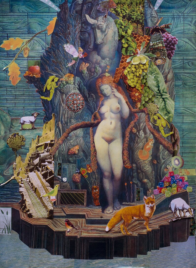 Venus Verte, poster artistic collage, feminist, surrealist, symbolist pop art, frames, wall decoration, gift idea. image 1