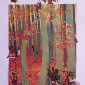 Al Coeur Du Poumon, collage artistico poster, stile surrealista, poetico, ecologico, inquadratura, decorazione murale, regalo