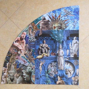 Stones - Seas, artistic collage, symbolic, surrealist, singular arts, wall decoration, framing