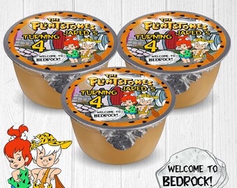 Customized Applesauce Labels-Flintstone Party Favors-Bam Bam & Pepples Applesauce Labels