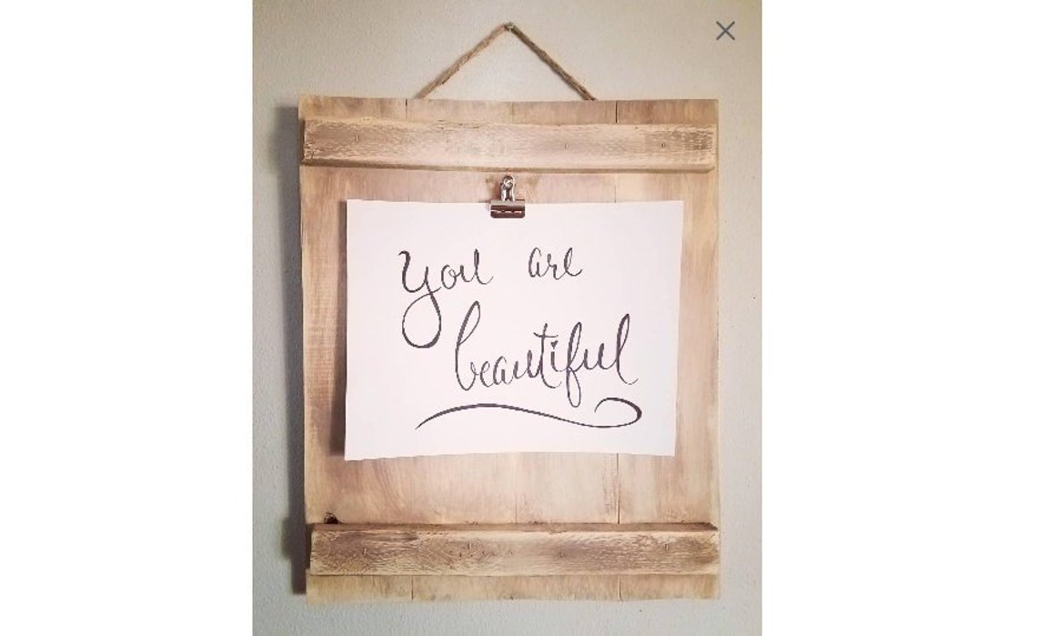 Large Wood Clip Photo Frame / Rustic Photo Clip Wall Decor / Etsy