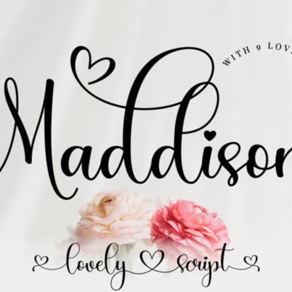 Maddison Font, Cursive Font Bundle, Script Fonts, Canva Font, Procreate Fonts, Commercial Fonts, Calligraphy Font