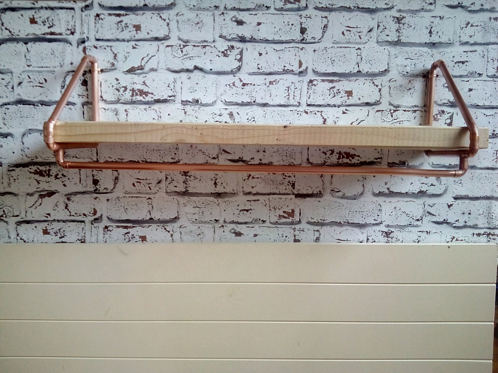 Copper Clothes Rail With Triangular Shelf Brackets Etsy UK