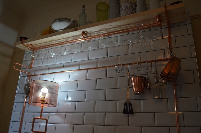 Copper wine glass rail Etsy