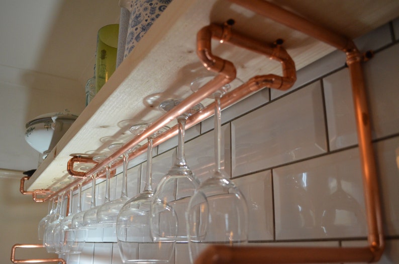 Copper wine glass rail Etsy