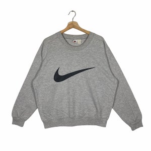 Vintage Nike Big Swoosh Sweatshirt L Größe Grau Farbe