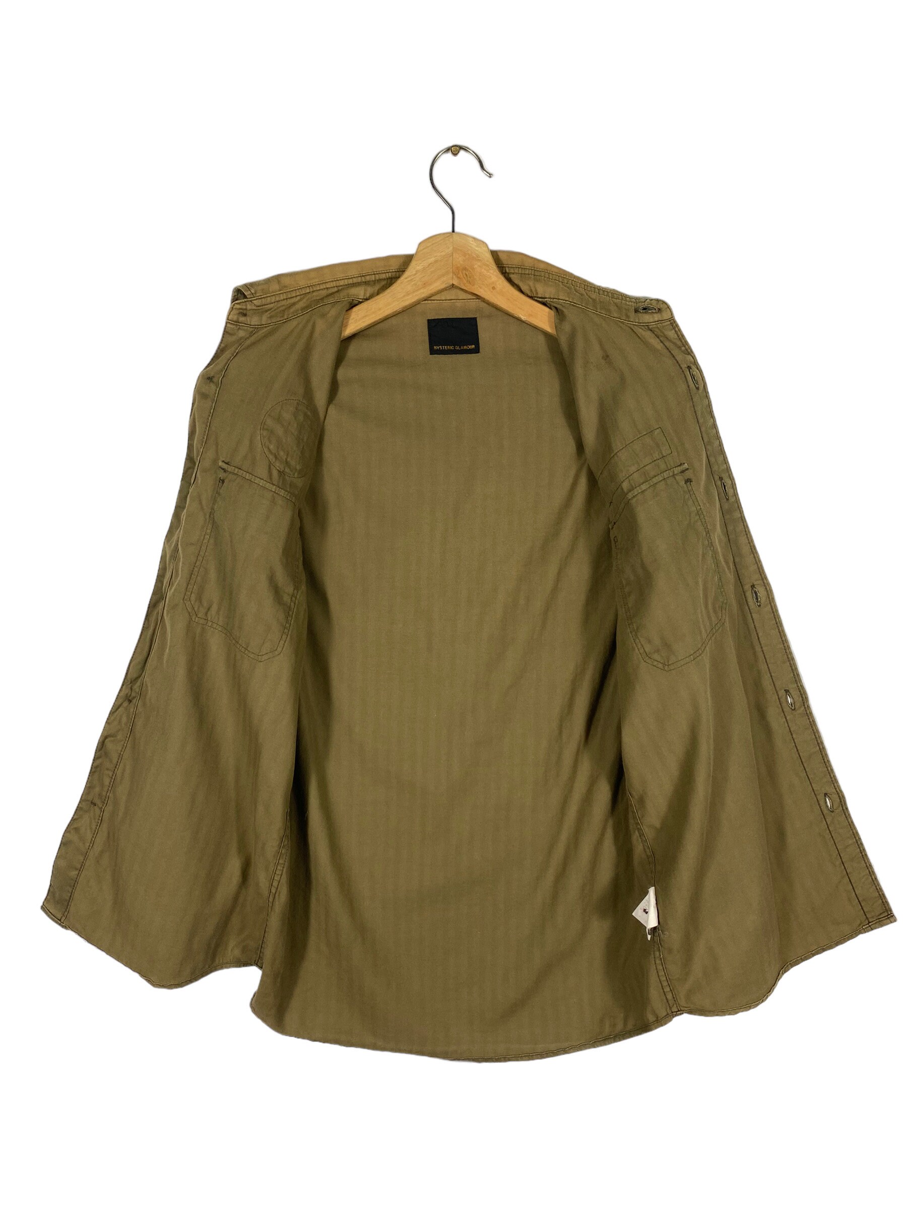 Vintage Hysteric Glamour Shirt Button Style Military S Size Green 