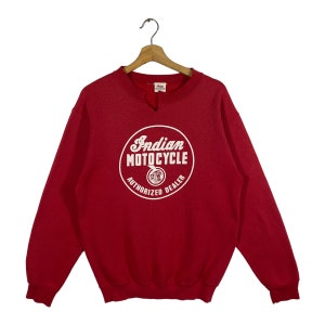 Vintage 90s Indian Motocycle Sweatshirt M Size Red Colour
