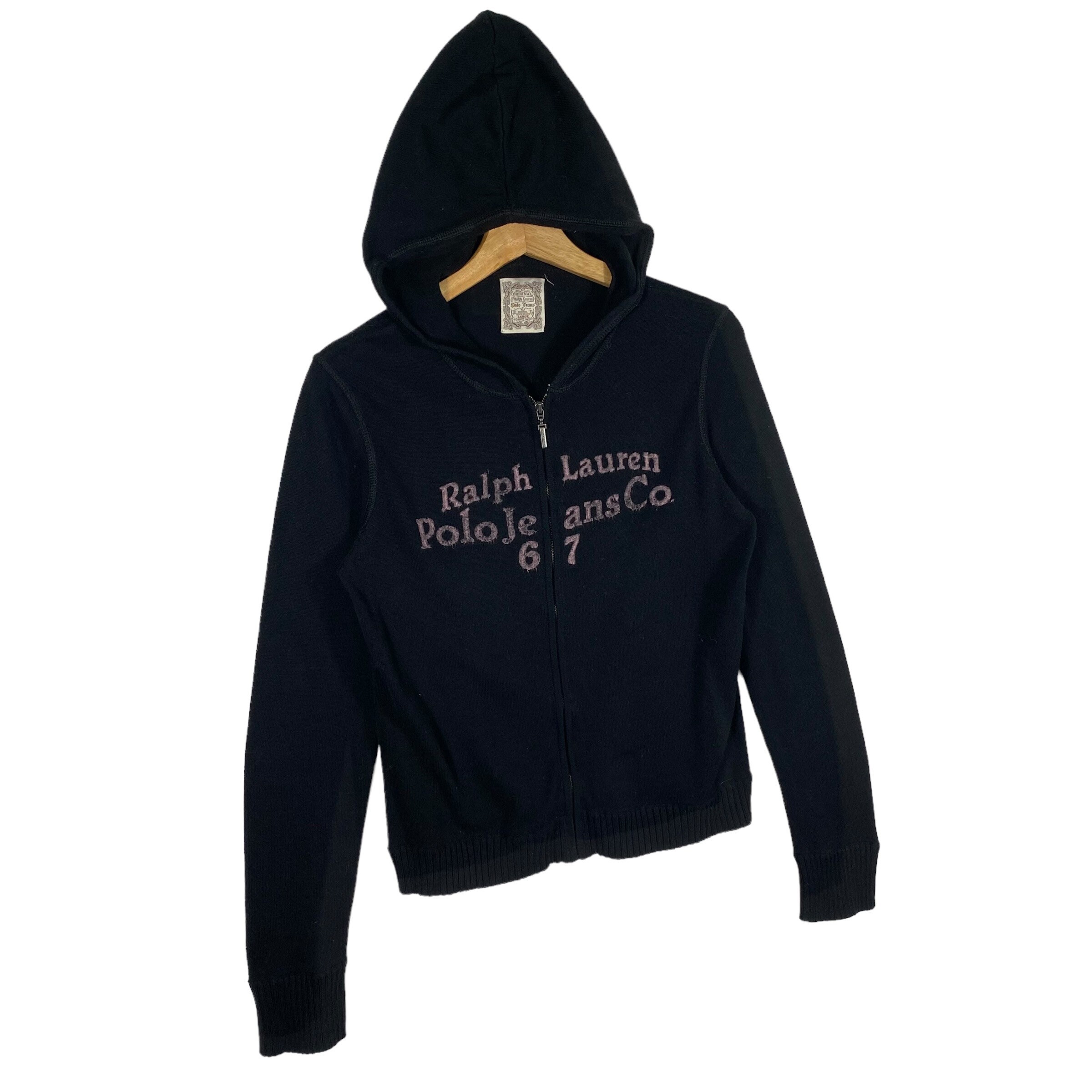 Vintage Ralph Lauren Polo Jeans Knit Hoodie - Black, XS - Etsy