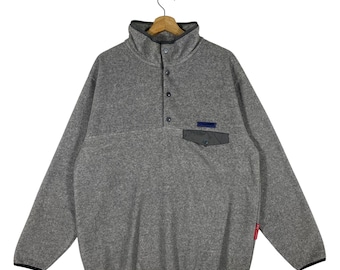 Vintage Ocean Pacific Fleece Half Button L Size Grey Colour