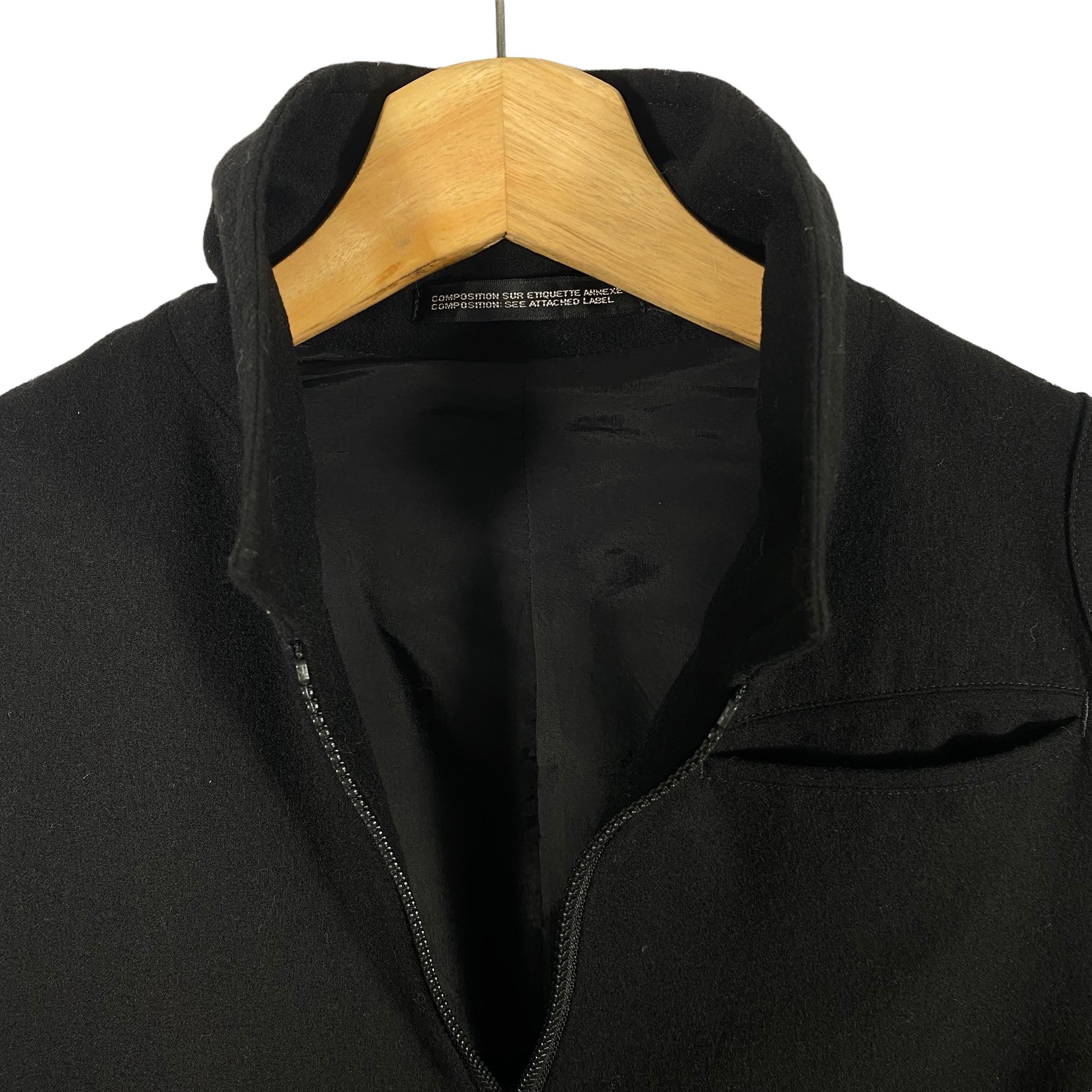 Vintage 90s Y's Yohji Yamamoto Wool Jacket Zipper Black Colour