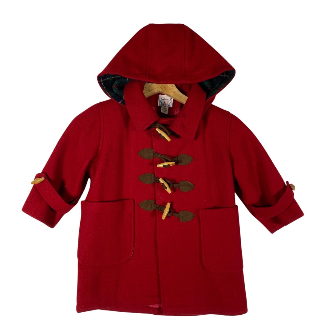 Vintage Talbots Kids Duffle Coat Wool Button Jacket XXS Size Red Colour ...