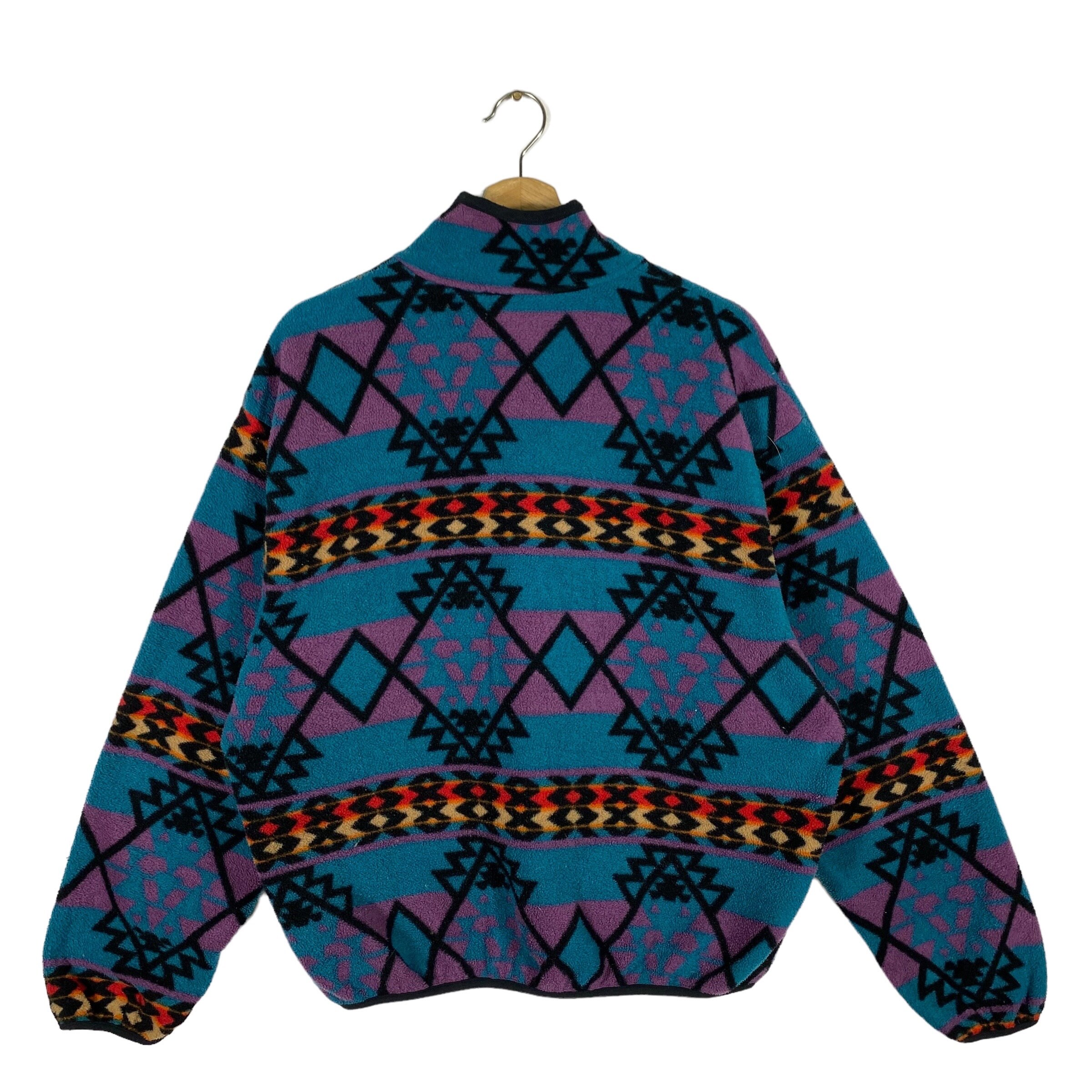 Vintage 90s Woolrich Aztec Tribe Fleece Half Zip Sweatshirt M Size
