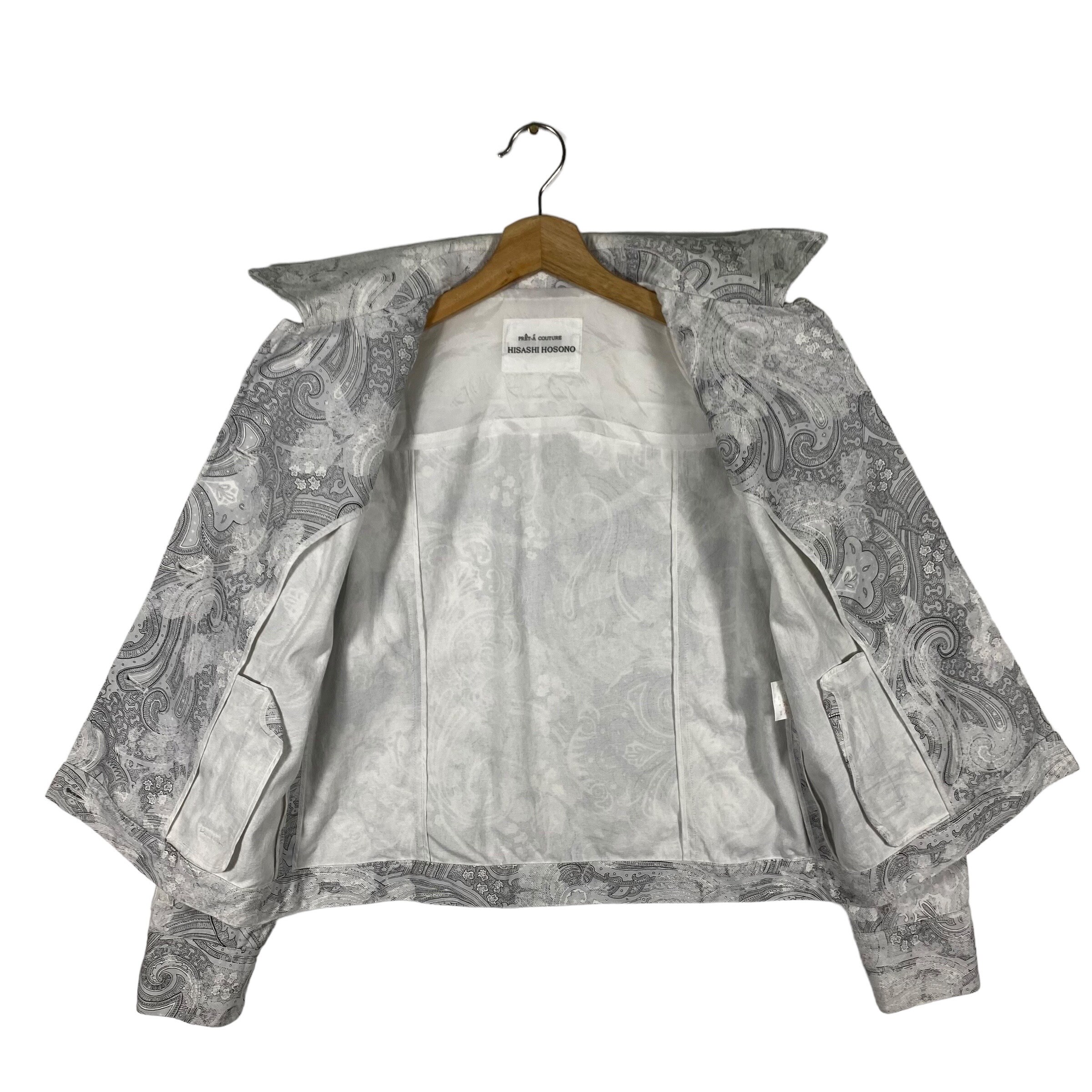 Vintage Hisashi Hosono Paisley Button Jacket Size 9 s/m White 