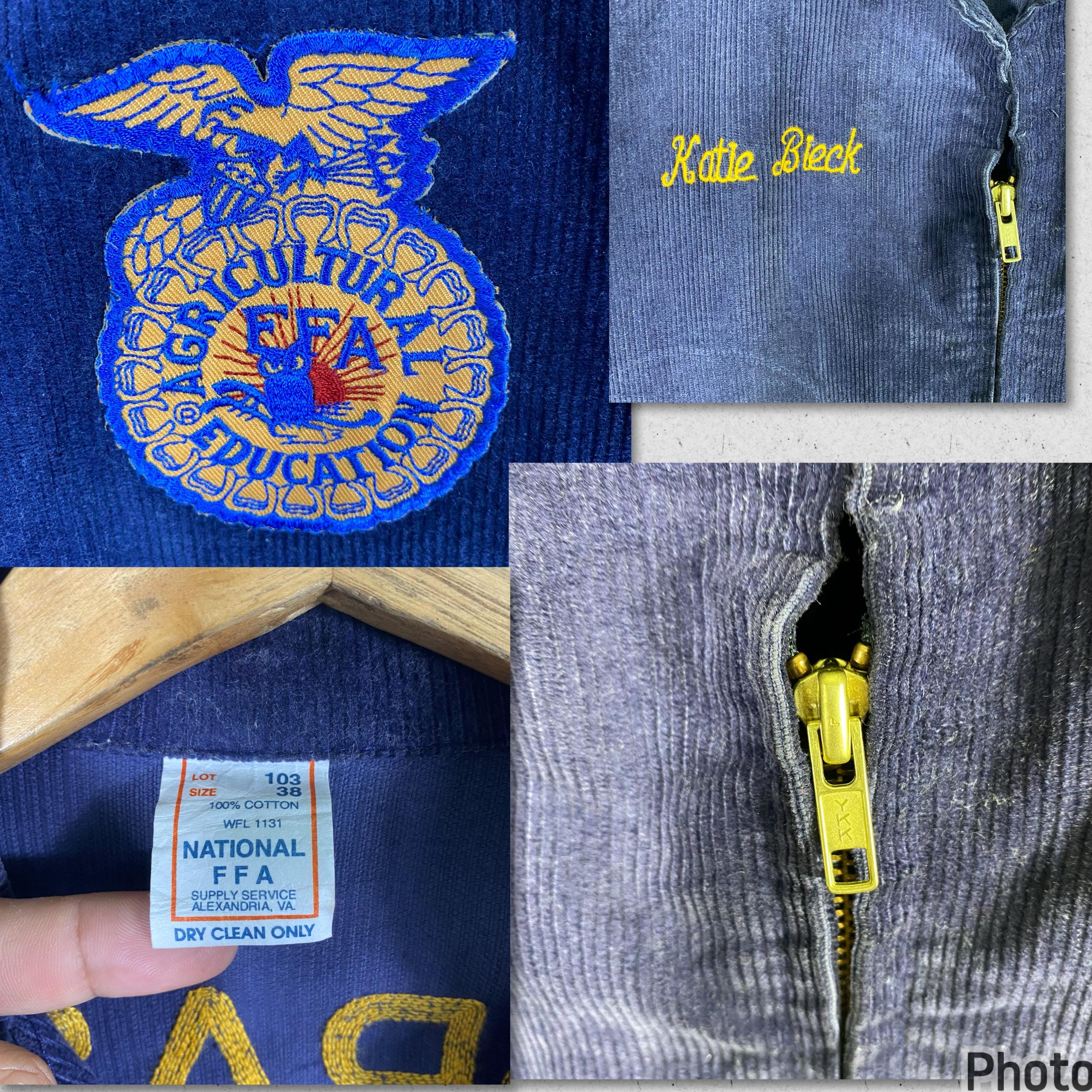 Vintage FFA Zipper Corduroy Jacket Size 38 Blue Colour - Etsy