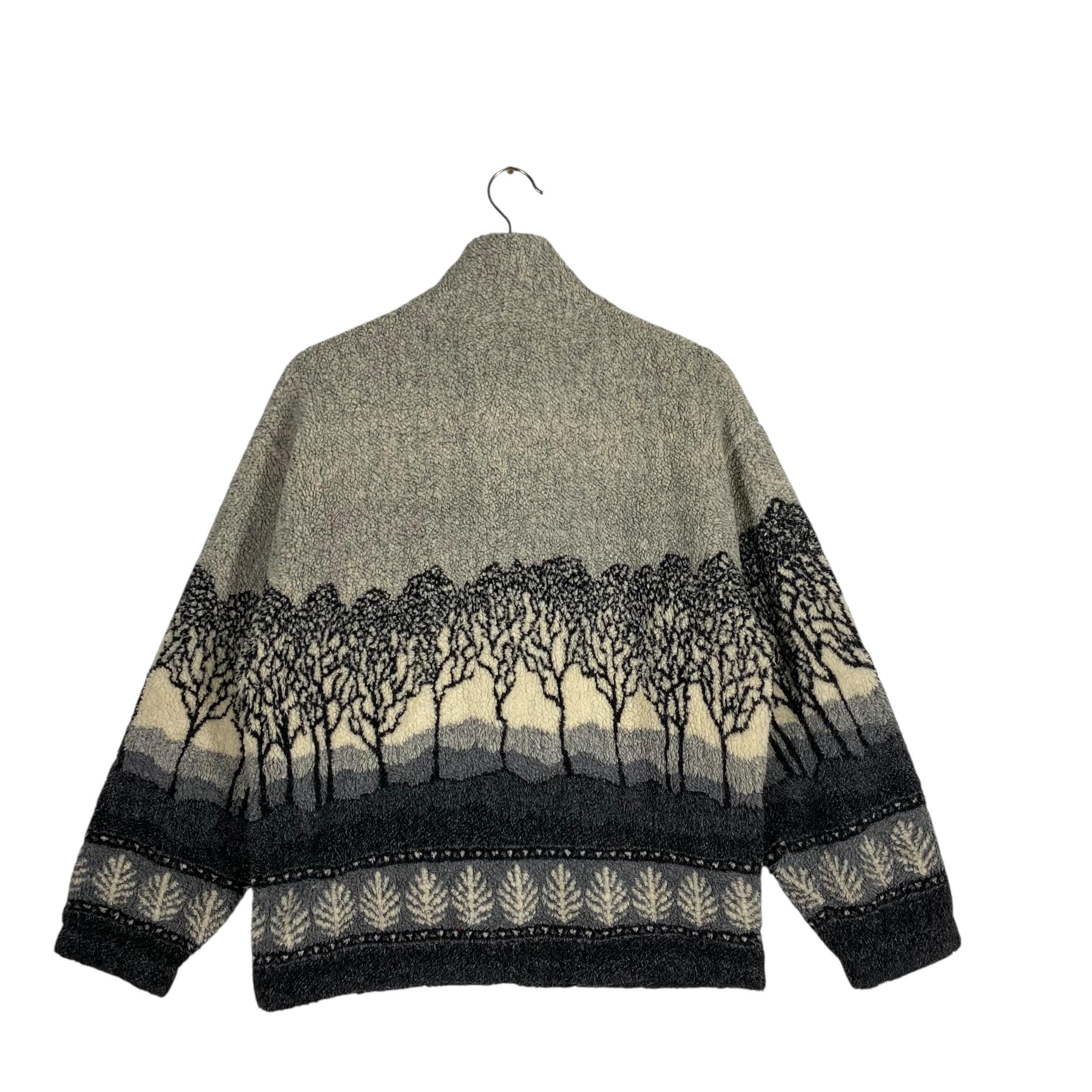 Vintage Mika New Zealand Fleece Hiking Jacket: Forest Print, XS/S