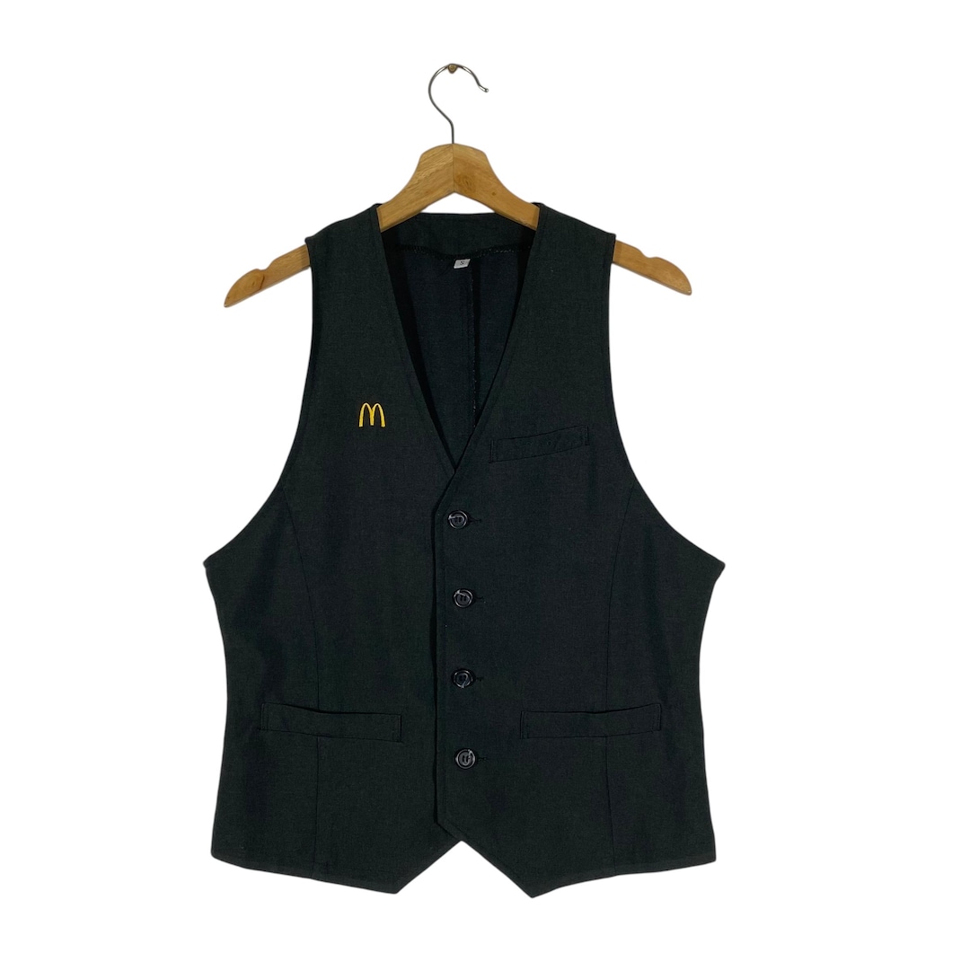 Mcdonald's Button Vest S Size Black Colour - Etsy