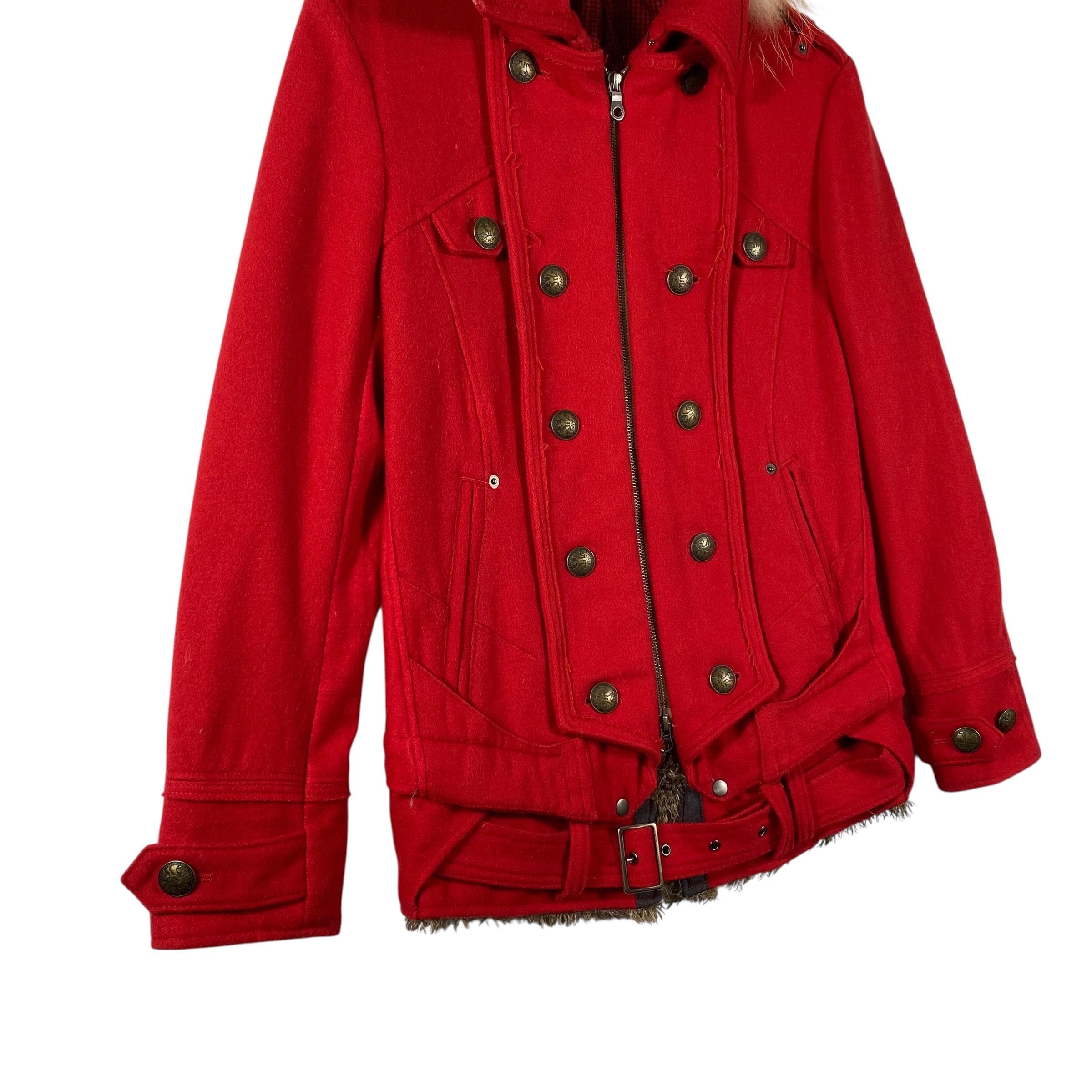 Vintage Ppfm Faux Fur Hoodie Zipper Jacket S Size Red Colour - Etsy
