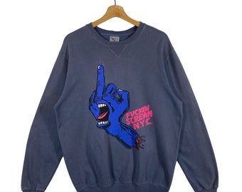 Vintage Fuckin Scream N.y.c Sweatshirt M Size NudeBlue Colour