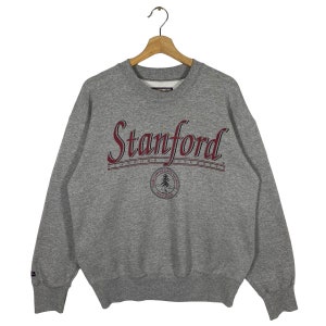Vintage 90s Stanford University Sweatshirt L Size Grey Colour