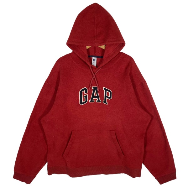Vintage Gap Fleece Hoodie Sweatshirt XL Size Red Colour