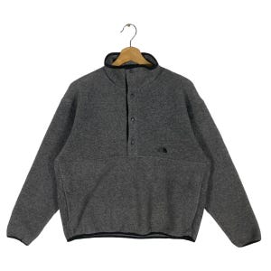 Vintage The North Face Half Button Sweatshirt M Size Grey Colour