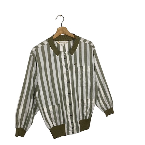 Vintage 80s Christian Dior Sports Strip Light Jacket Button M Size